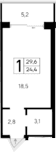 Студия, 24.4 м²