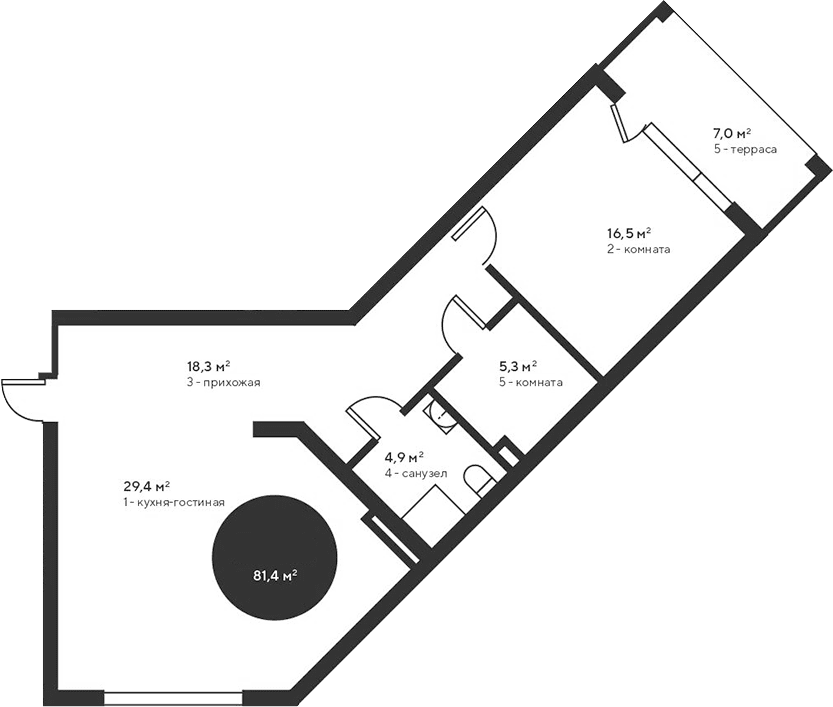 2-комн., 74.4 м²