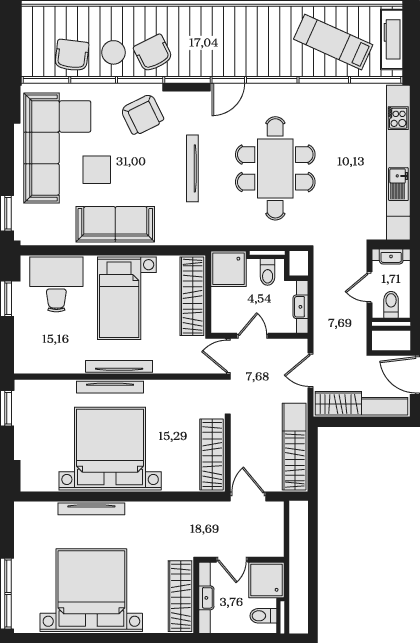 4-комн., 115.65 м²