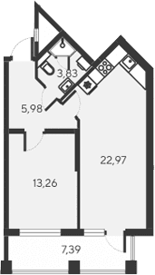 2-комн., 46.04 м²