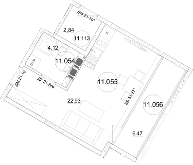Студия, 27.14 м²