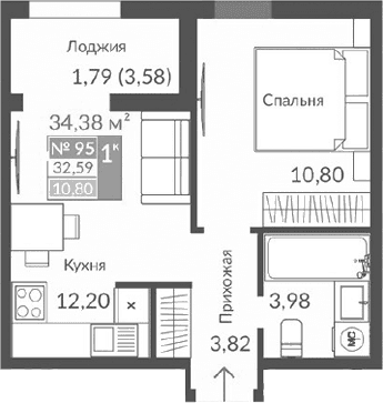 2-комн., 30.8 м²