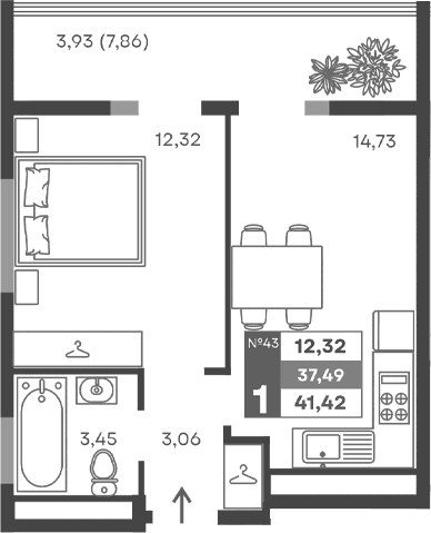 1-комн., 33.56 м²