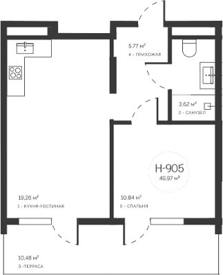 2-комн., 39.49 м²