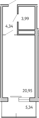 Студия, 29.28 м²