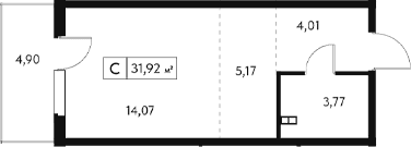 Студия, 27.02 м²