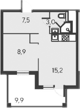 2-комн., 34.6 м²