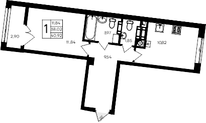 1-комн., 38.02 м²