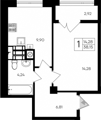 1-комн., 35.23 м²