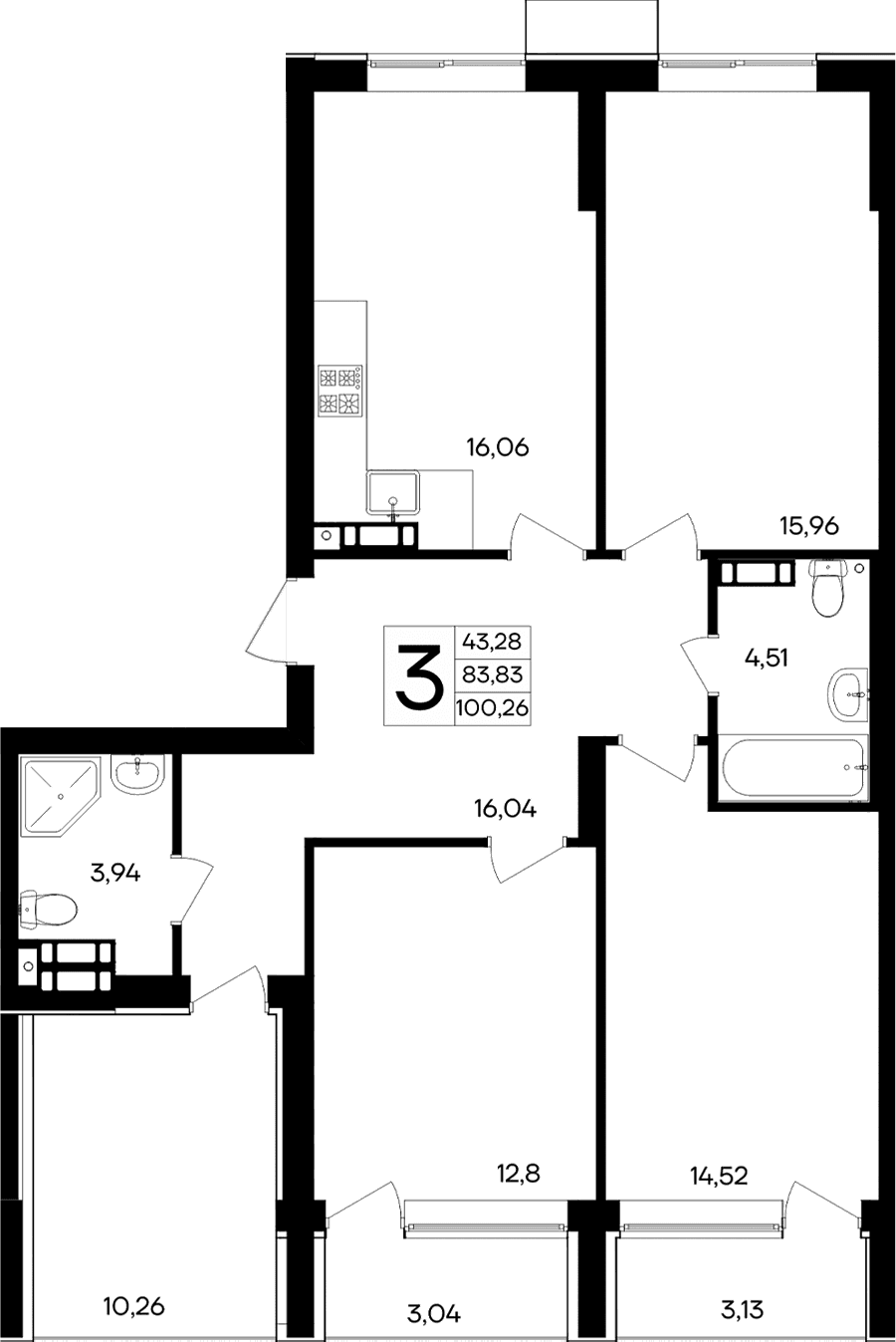 4-комн., 94.09 м²