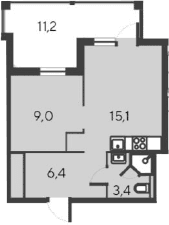 2-комн., 33.9 м²