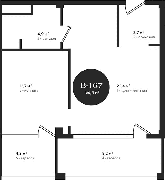 2-комн., 43.9 м²