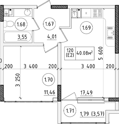 2-комн., 36.23 м²