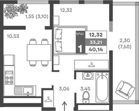 1-комн., 29.36 м²