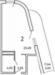 Студия, 33.16 м²