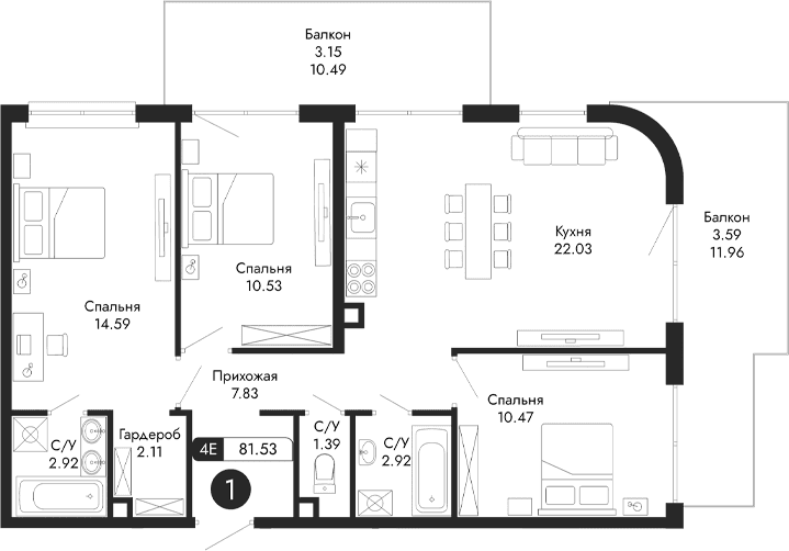 4-комн., 74.79 м²