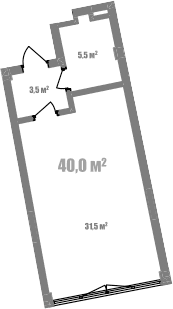 Студия, 40.5 м²
