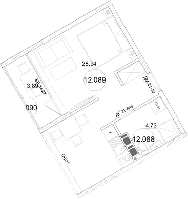 1-комн., 33.58 м²
