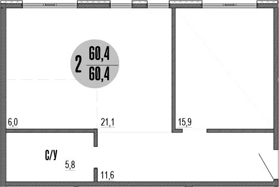 2-комн., 60.4 м²