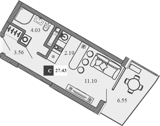 Студия, 20.88 м²