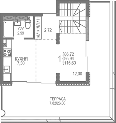 1-комн., 106.97 м²
