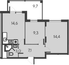 3-комн., 47.7 м²