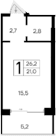 Студия, 21 м²