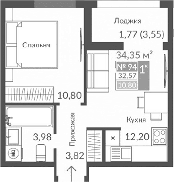 2-комн., 30.8 м²
