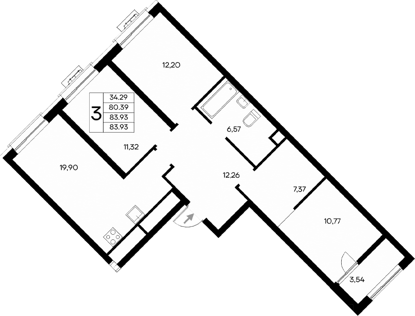 3-комн., 80.39 м²