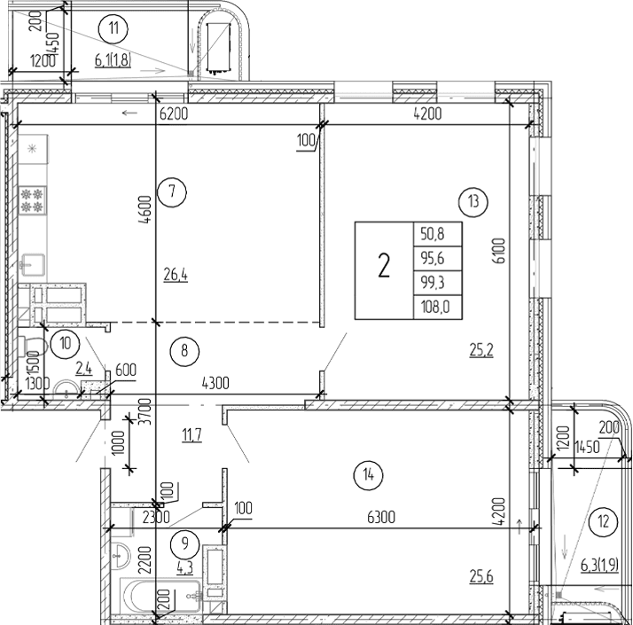 2-комн., 95.6 м²
