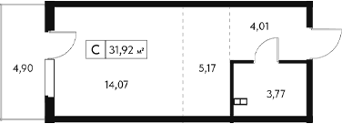 Студия, 27.02 м²
