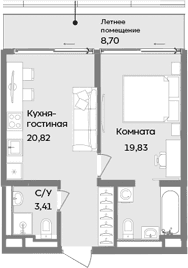 2-комн., 44.06 м²