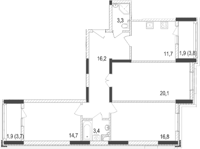3-комн., 86.2 м²