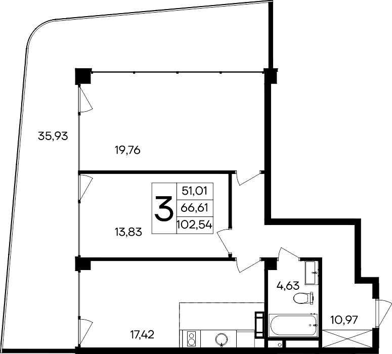 2-комн., 66.61 м²