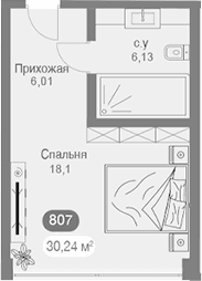 Студия, 28.68 м²