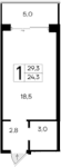 Студия, 24.3 м²