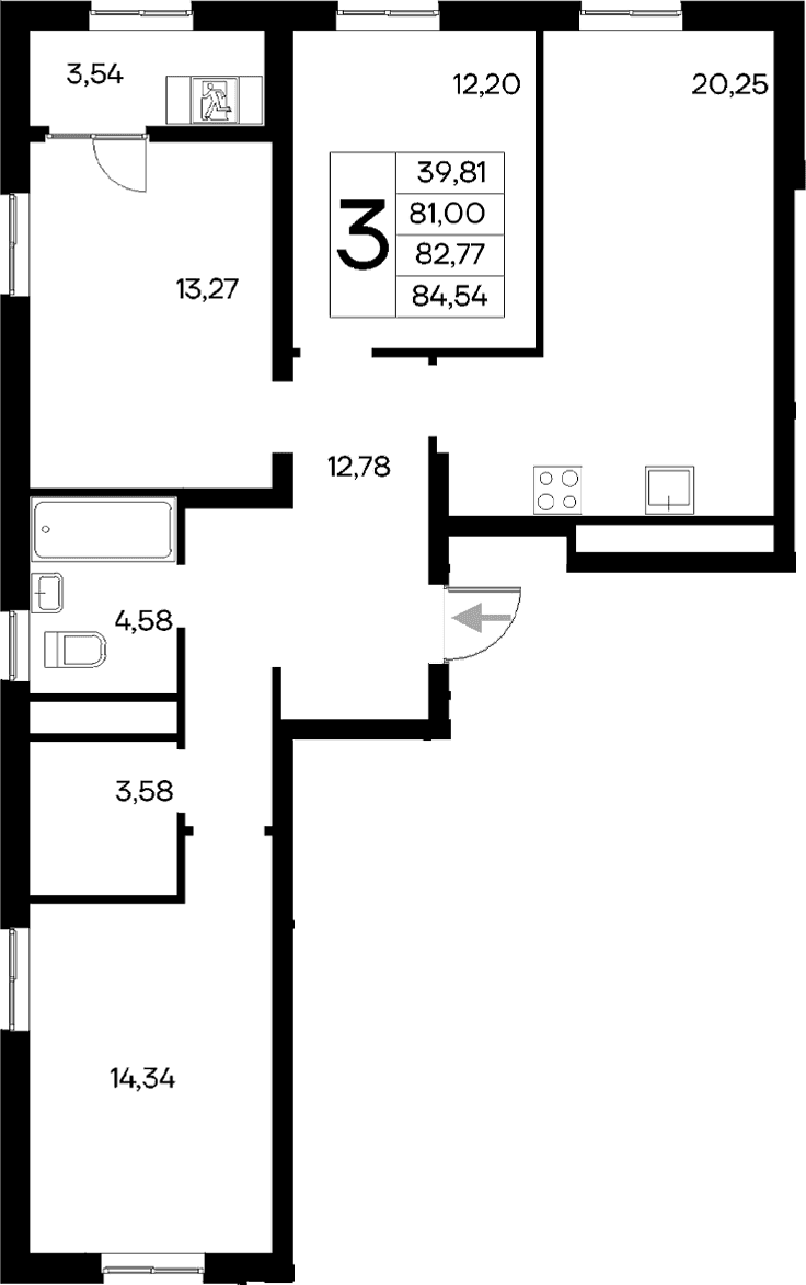 3-комн., 81 м²