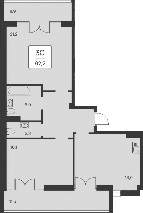 2-комн., 73.8 м²