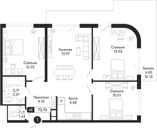 4-комн., 68.91 м²