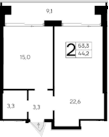 1-комн., 44.2 м²