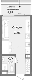 Студия, 24.33 м²