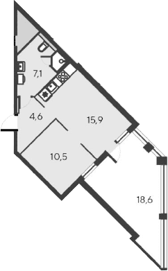 2-комн., 38.1 м²
