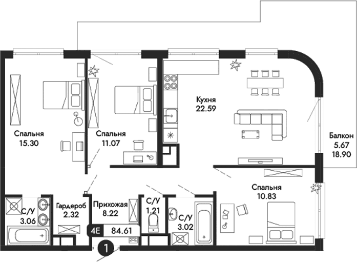 4-комн., 77.62 м²