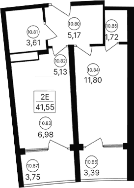 2-комн., 34.41 м²