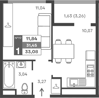 1-комн., 29.82 м²