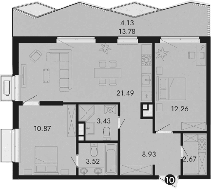 3-комн., 63.17 м²