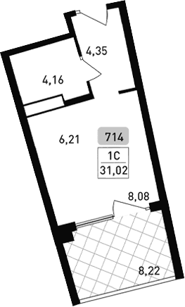 Студия, 25.29 м²