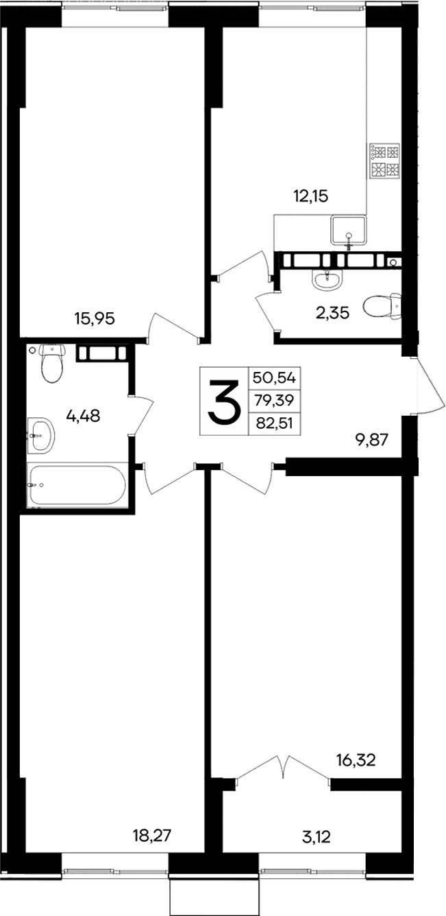 3-комн., 79.39 м²