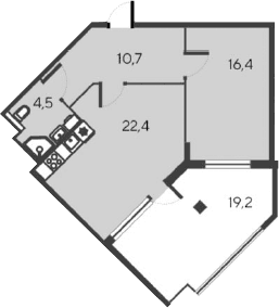 2-комн., 54 м²