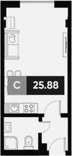 Студия, 25.88 м²